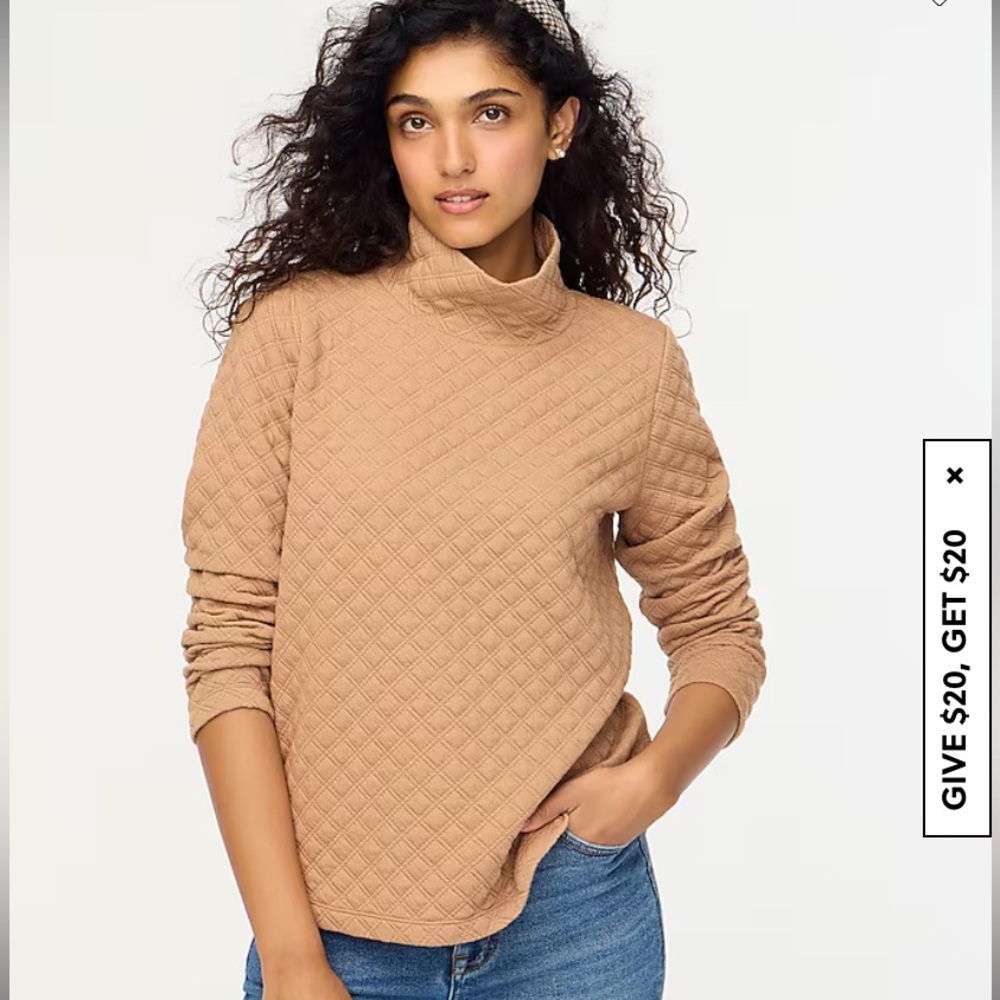 NWT Jcrew Factory Quilted Mockneck Pullover.
